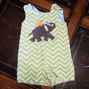 Mudpie size 12-18 baby romper boy elephant
